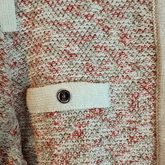 Kasper Pink White Trim Crochet 3/4 Sleeve Faux Pocket Cardigan Jacket Sz 2X - Picture 7 of 8